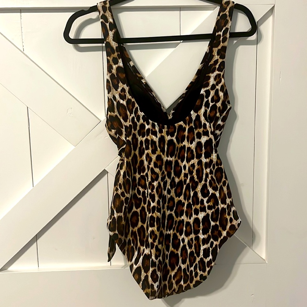 Tommy Bahama Leopard Print One-Piece Swimsuit - Brown, Black, Cream - Picture 5 of 8